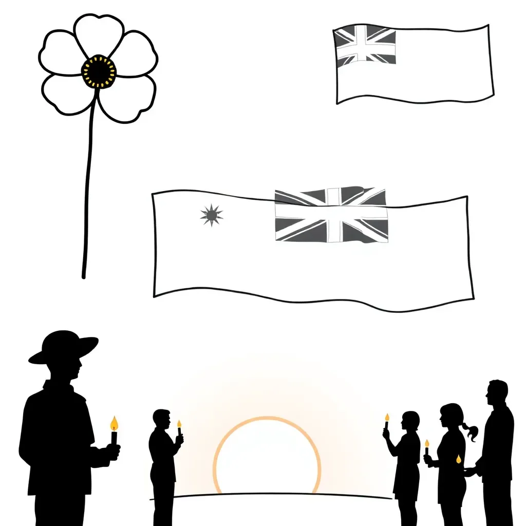 ANZAC poppy and soldier silhouette