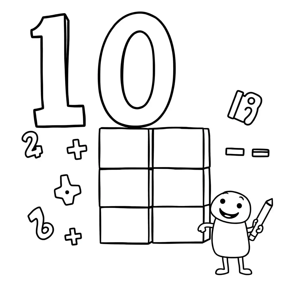 Base-ten blocks and number line illustration