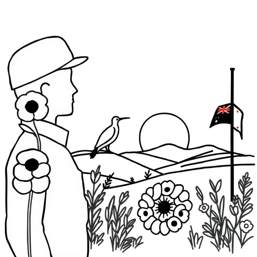 ANZAC Day poppy illustration