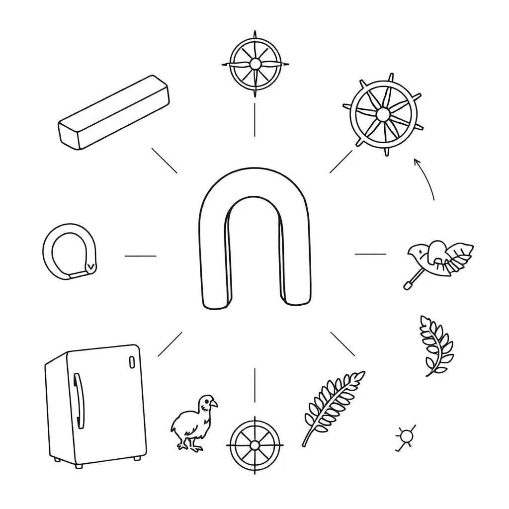 Magnets and magnetic fields illustration