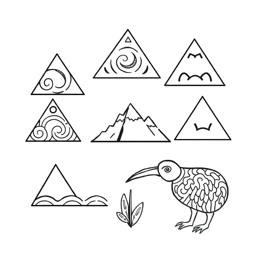 Colourful triangles on grid paper illustration