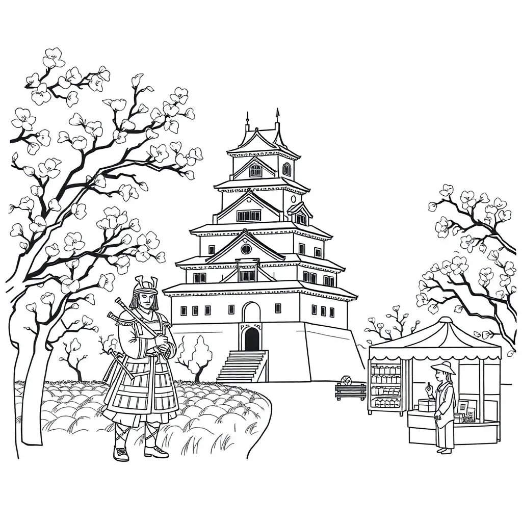 Samurai warrior in traditional armour