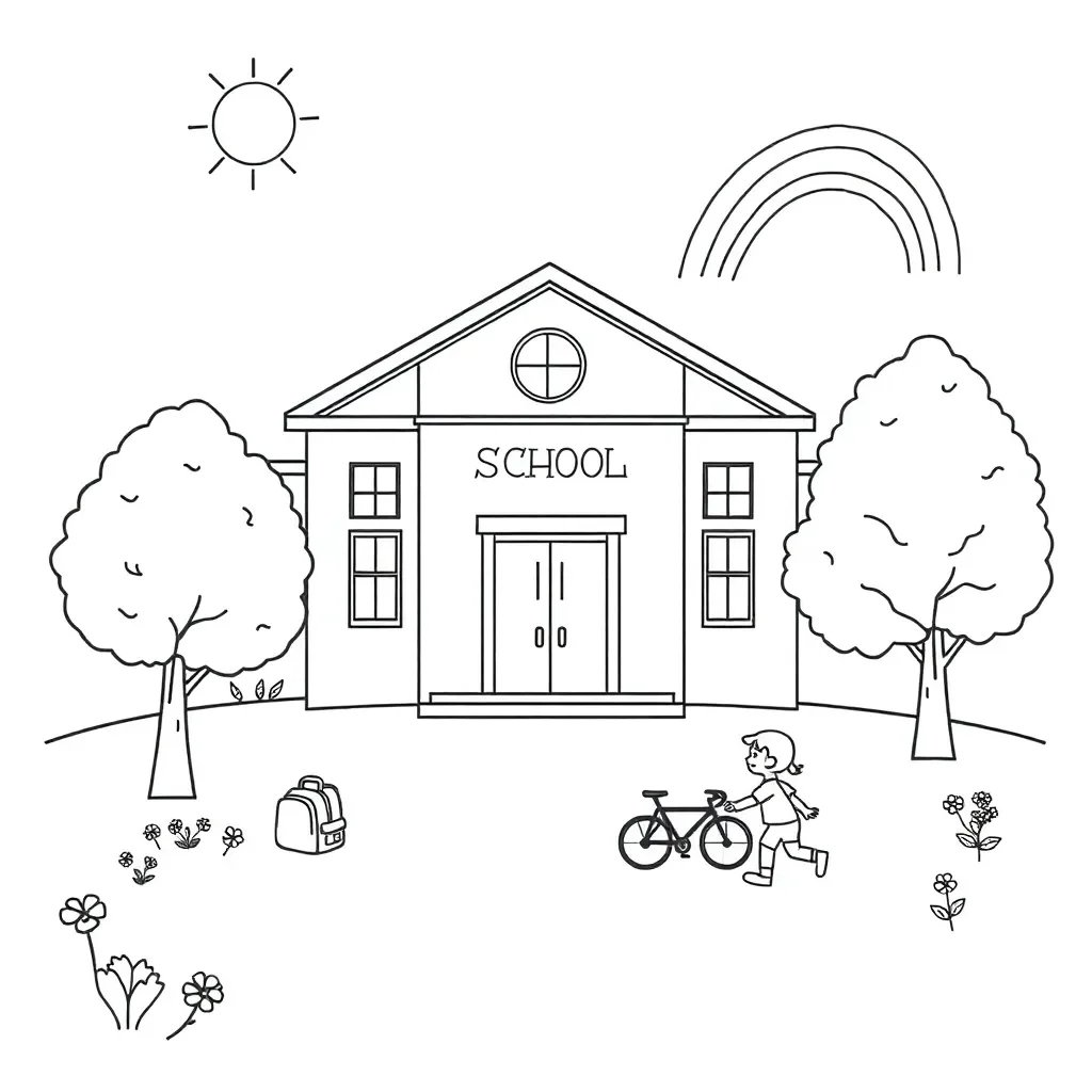 Children walking to school illustration