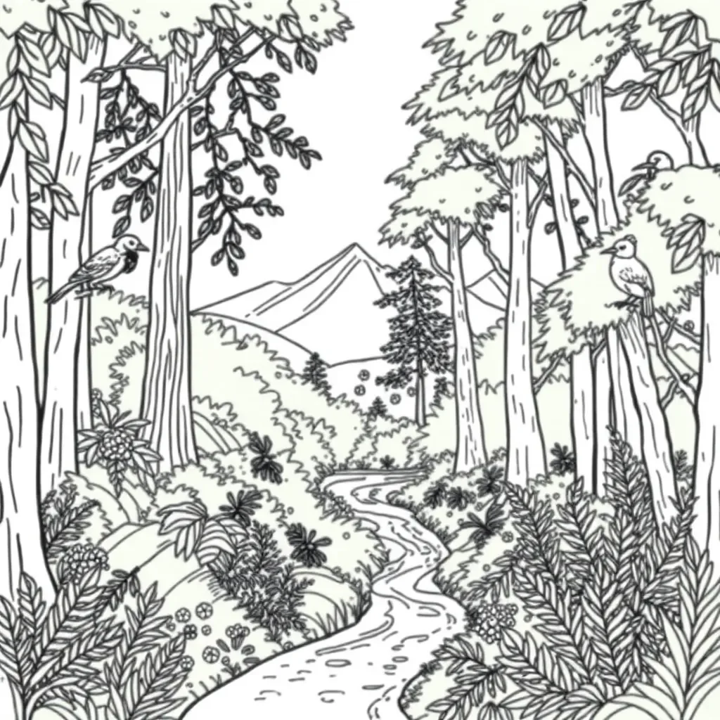New Zealand forest illustration