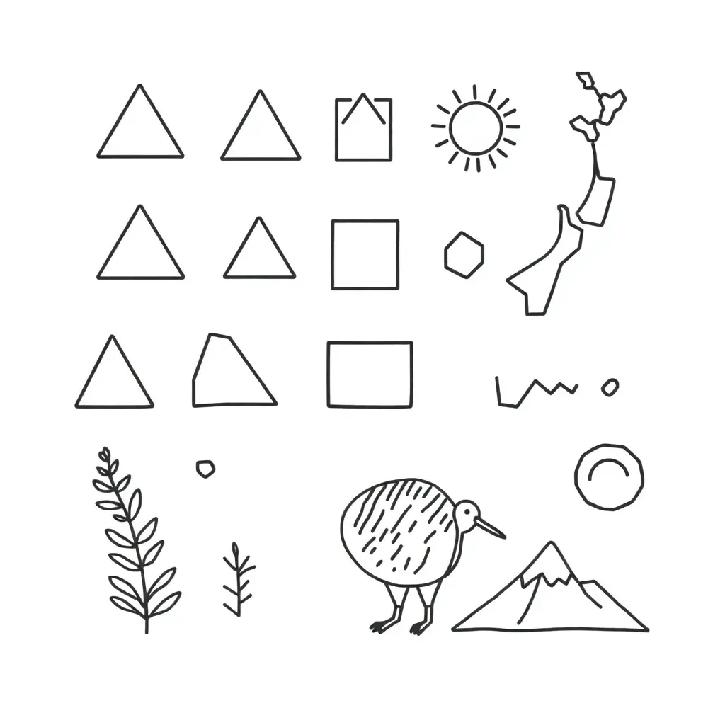Colourful 2D shapes illustration