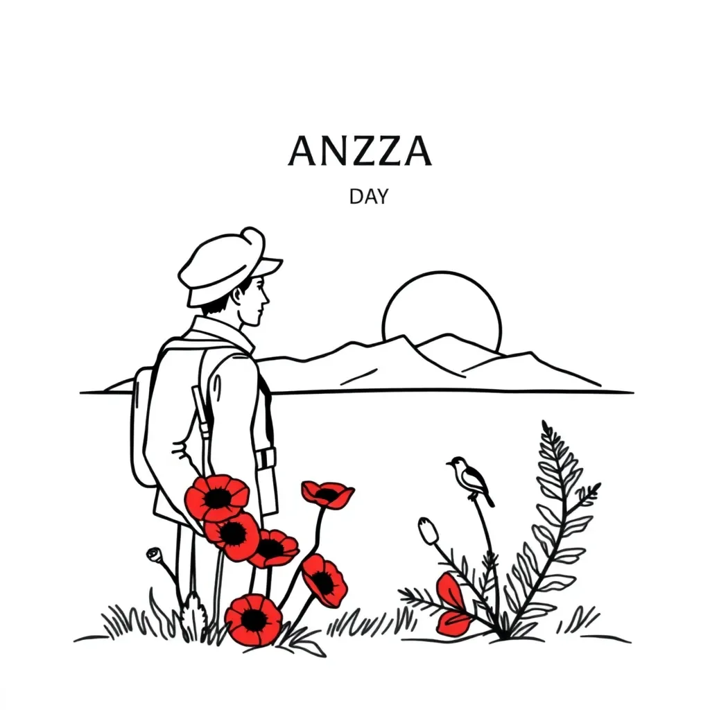 ANZAC Day poppy illustration