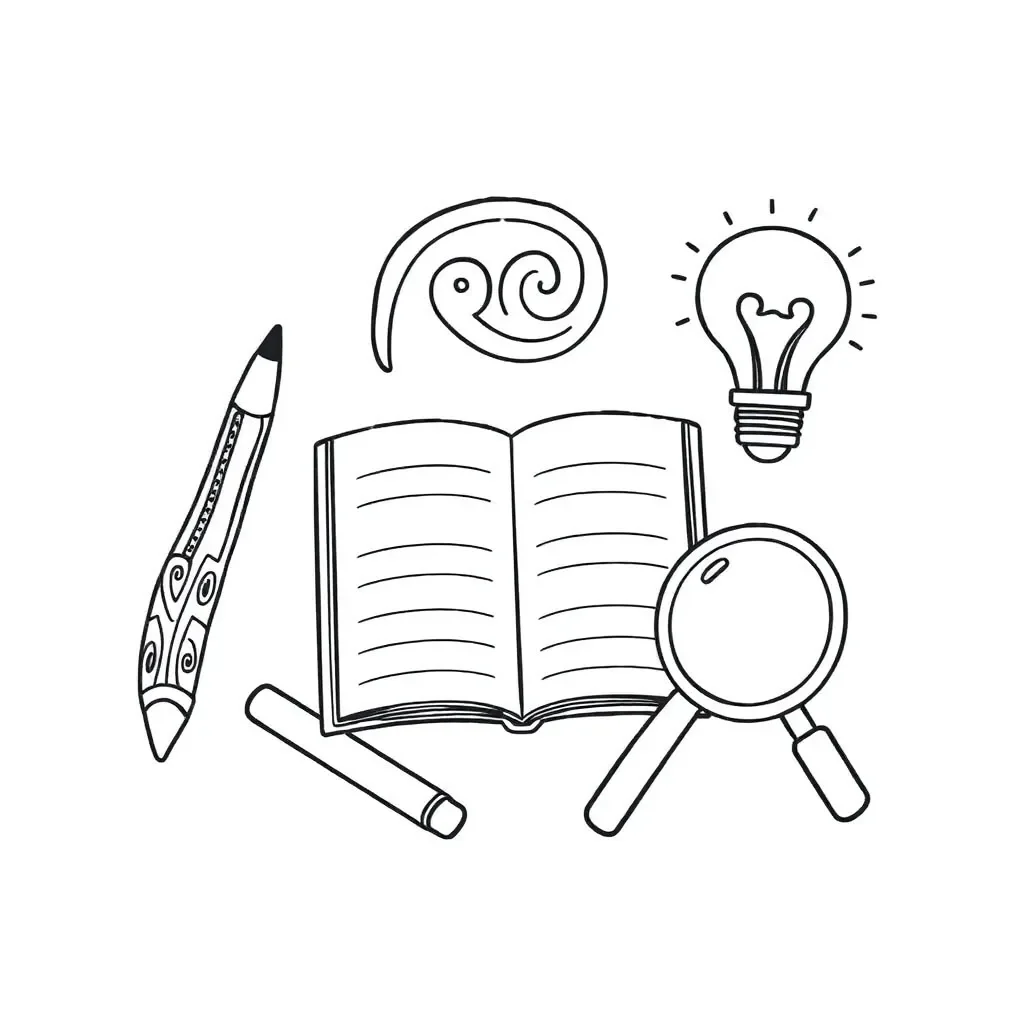 Kids writing illustration