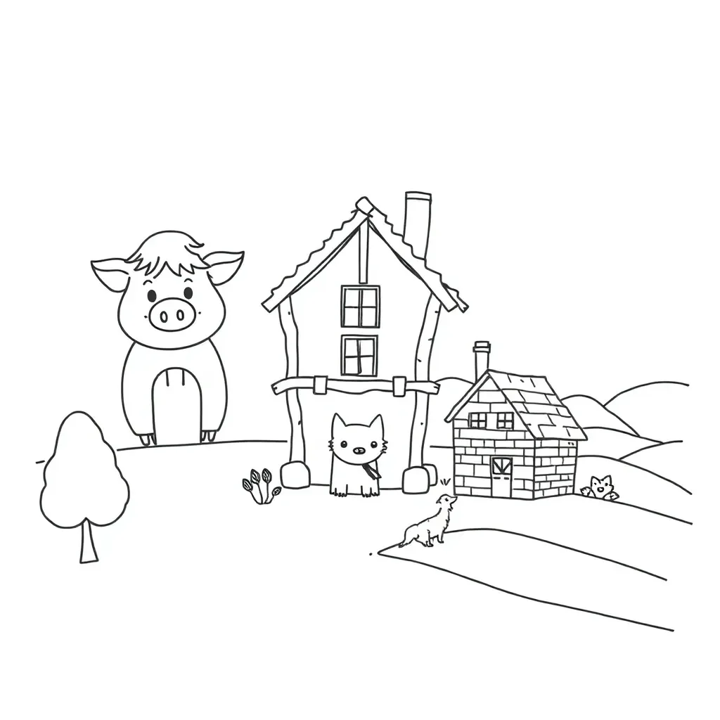 Three little pigs illustration