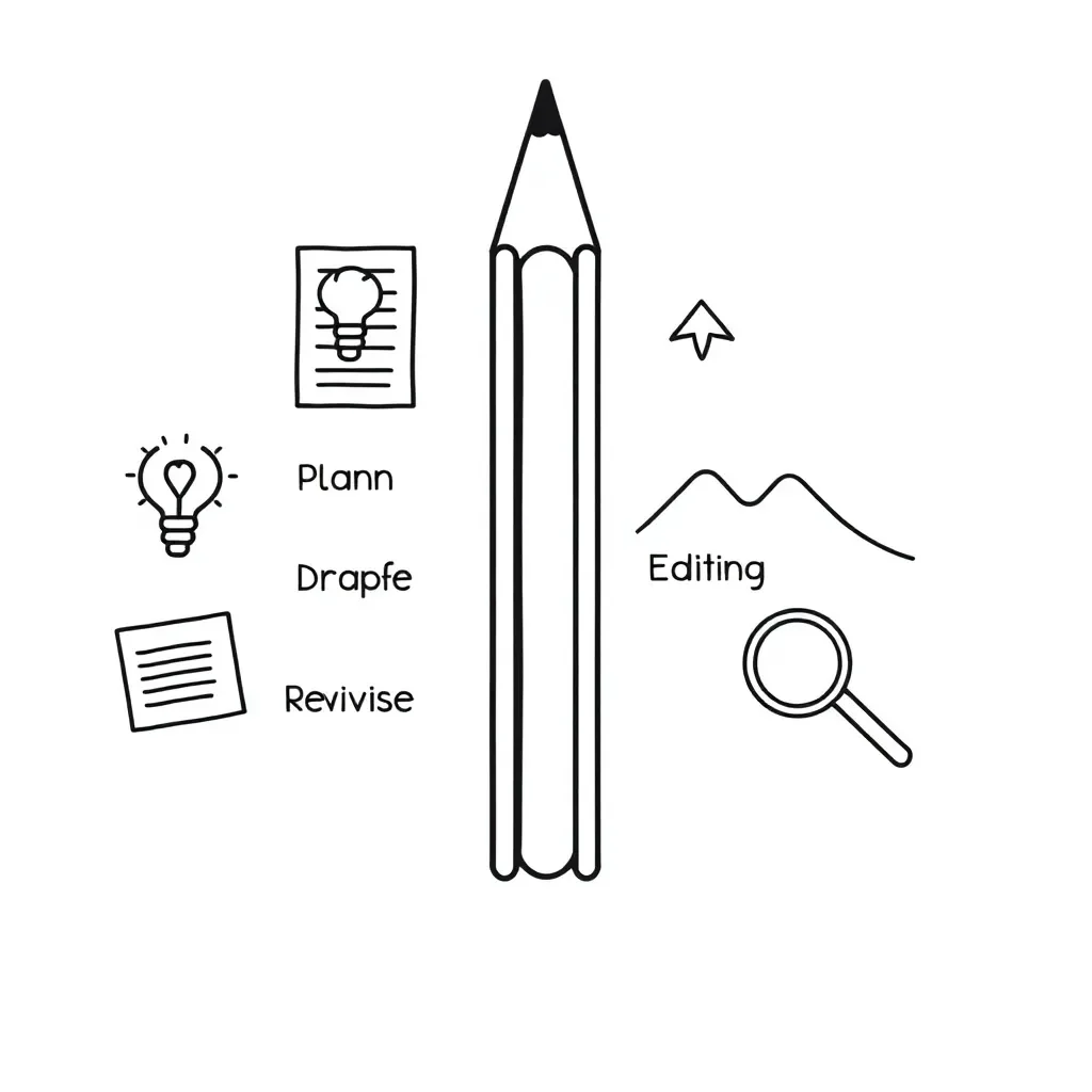 Writing process pencil illustration