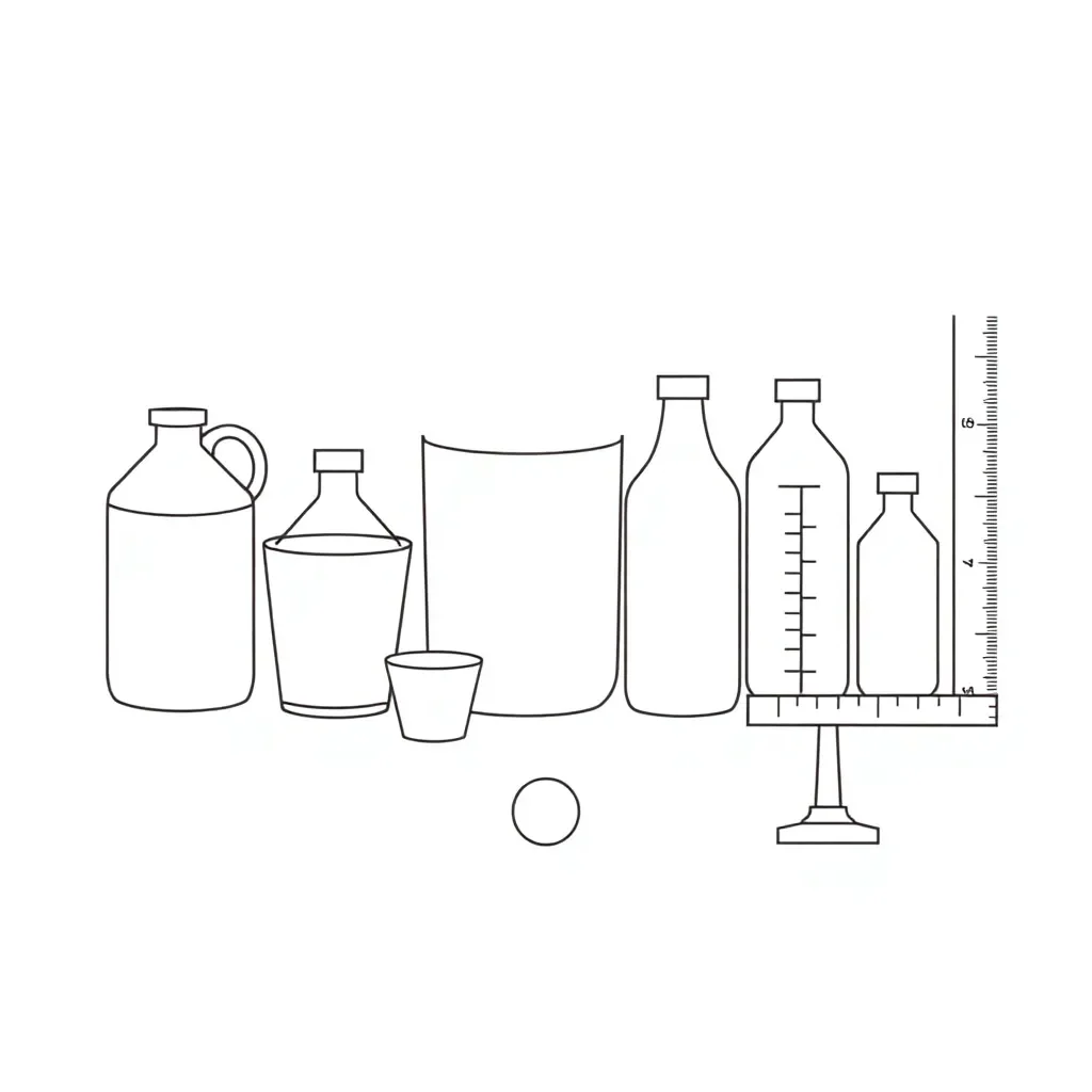 Measuring jugs and containers illustration