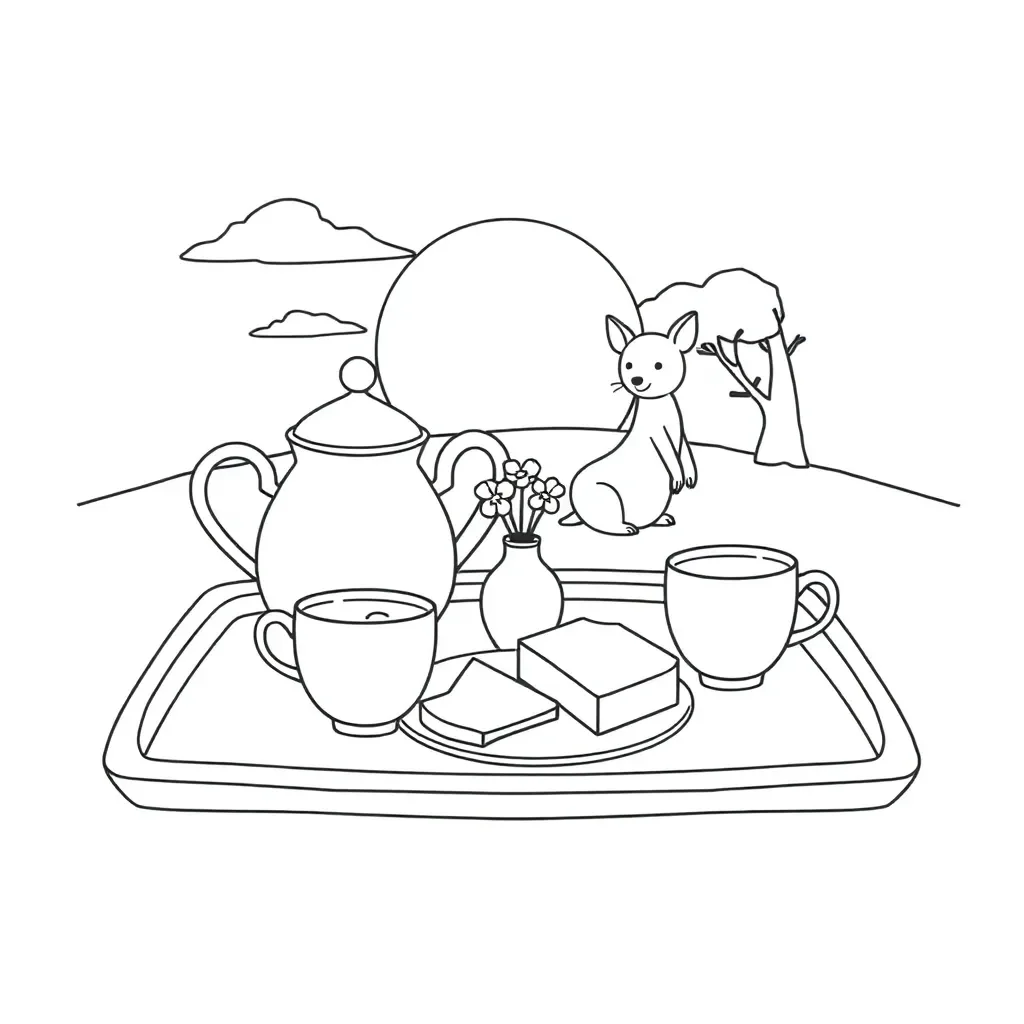 Mother's Day breakfast tray illustration