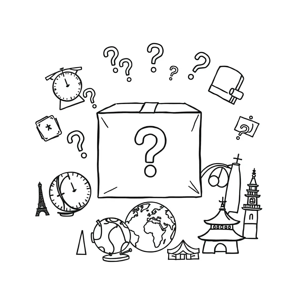 Mystery package with magnifying glass illustration