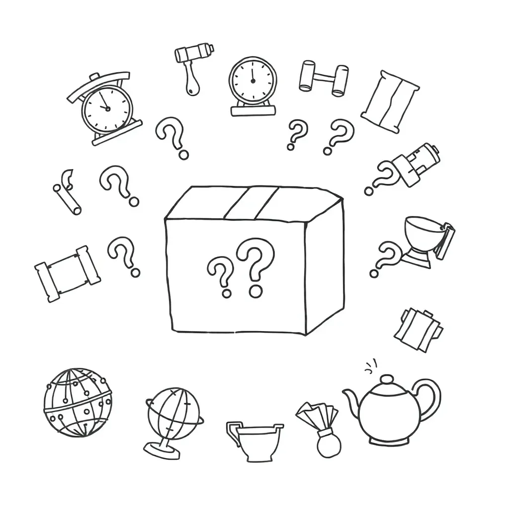 Mystery package with magnifying glass illustration