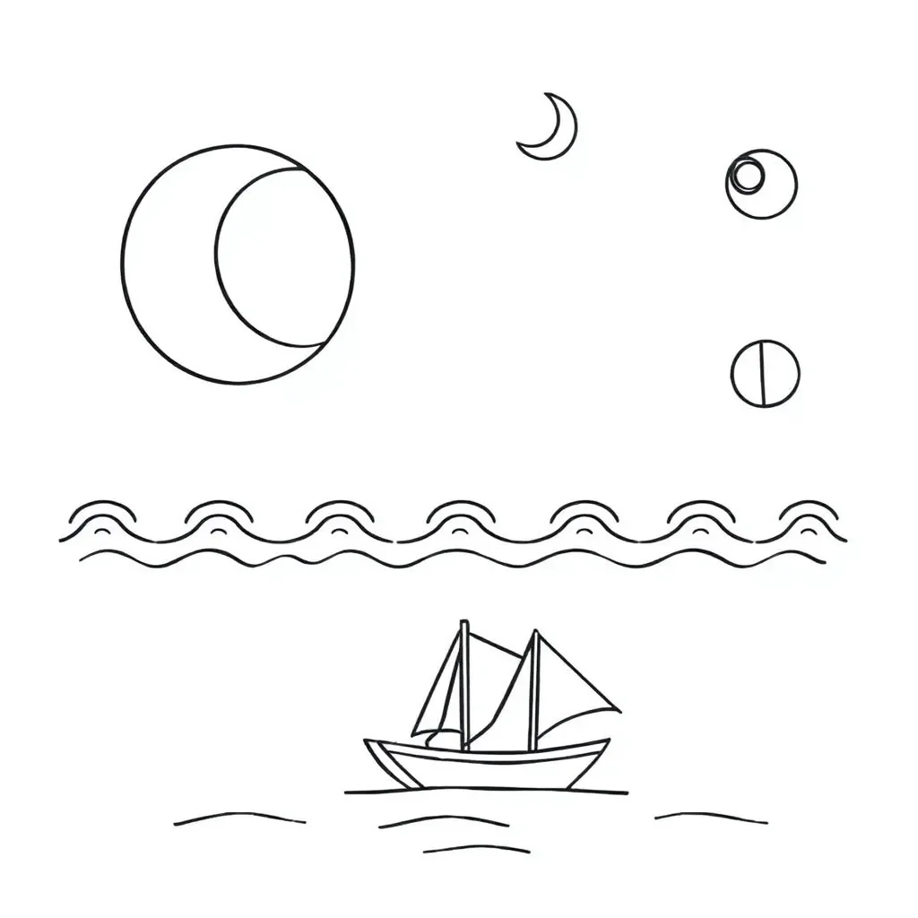 Moon phases diagram illustration