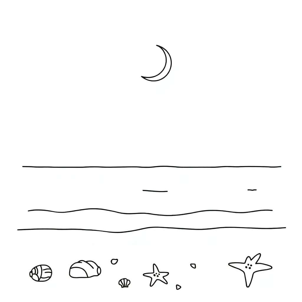 Moon phases and ocean tides illustration