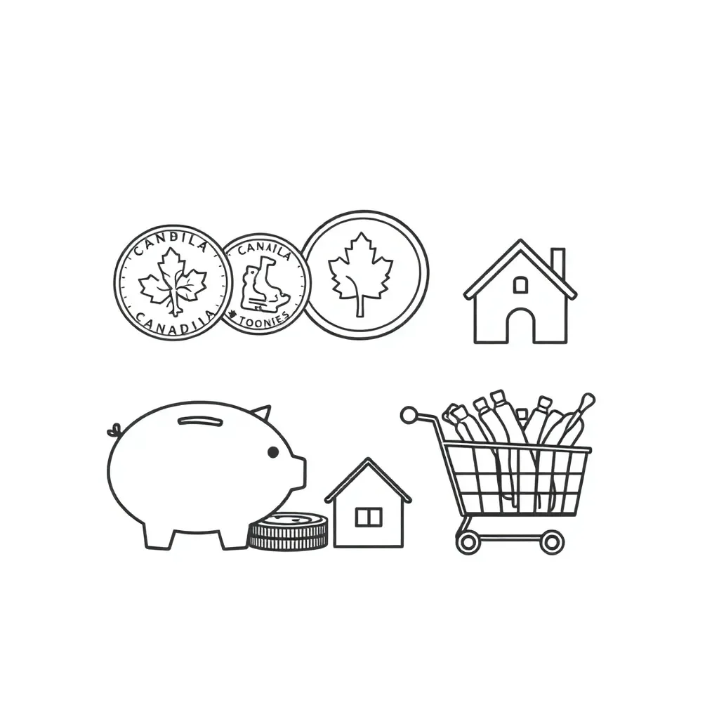 Coins and piggy bank illustration