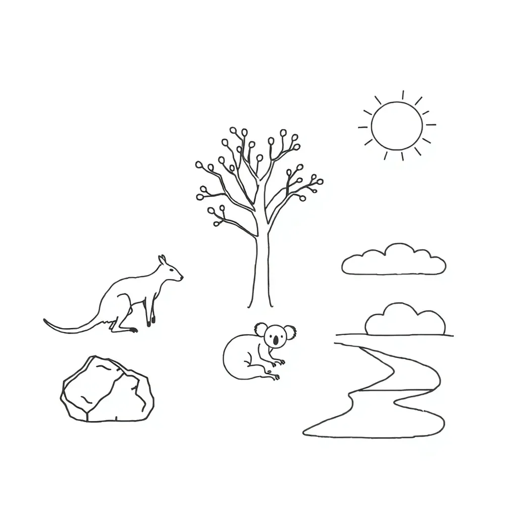 Living and non-living things illustration