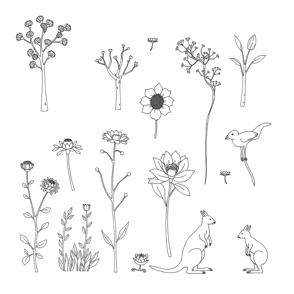 Plants in an ecosystem illustration