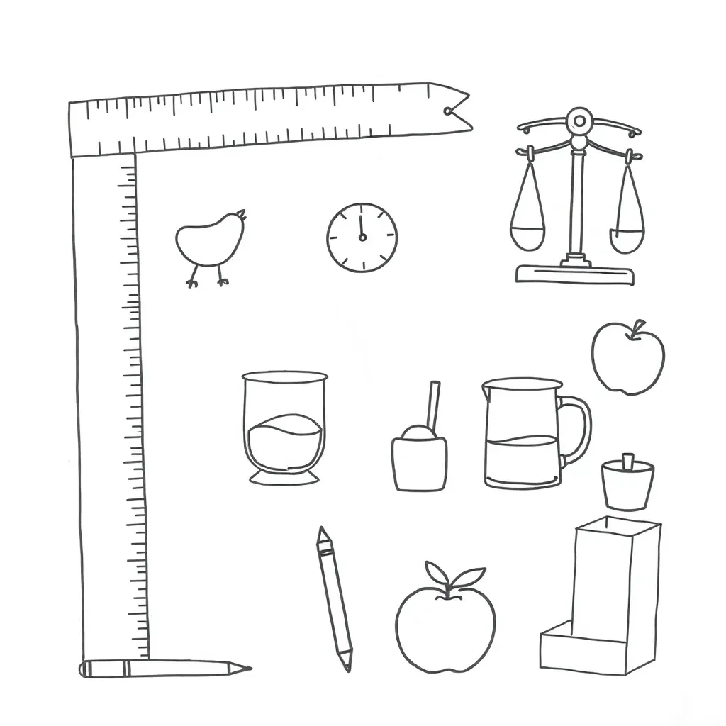 Measuring everyday objects illustration