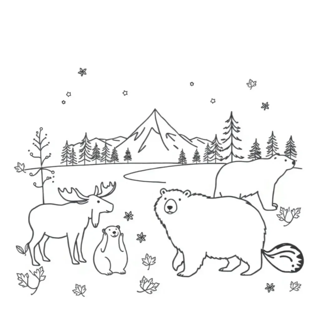 Canadian animals illustration