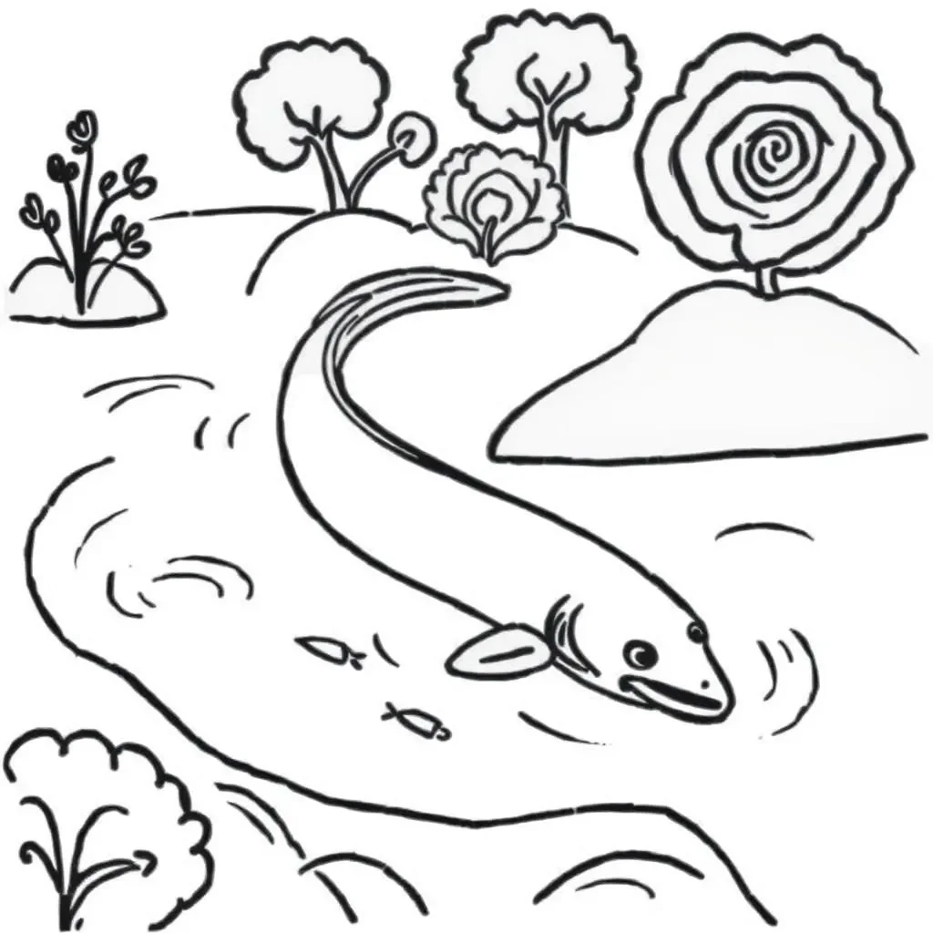 Long-finned eel illustration
