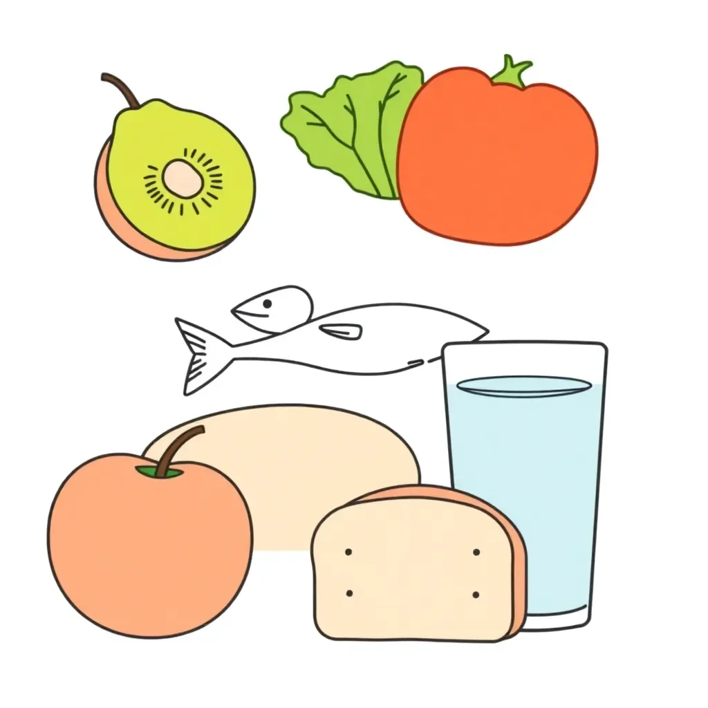 Nutrition vocabulary illustration