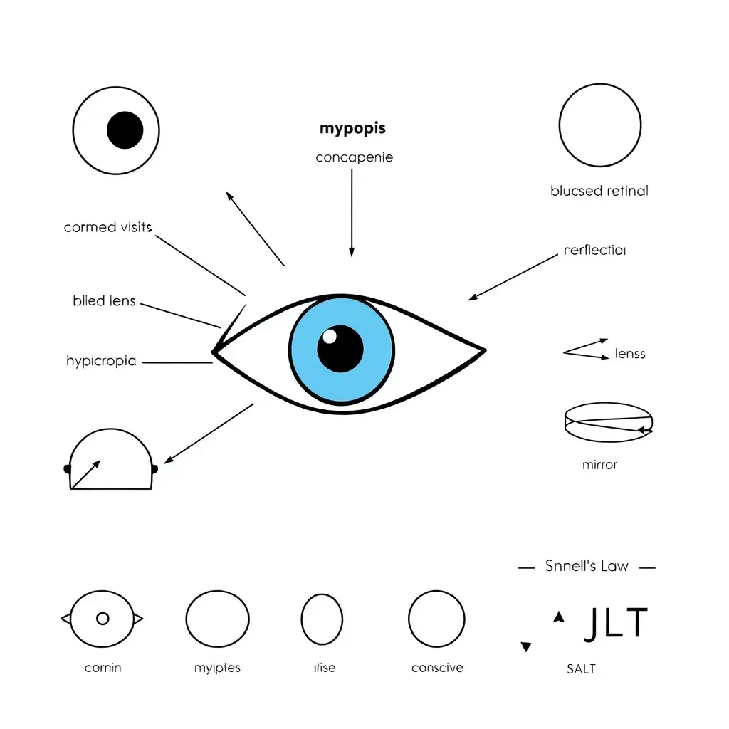 Diagram of the human eye and light refraction