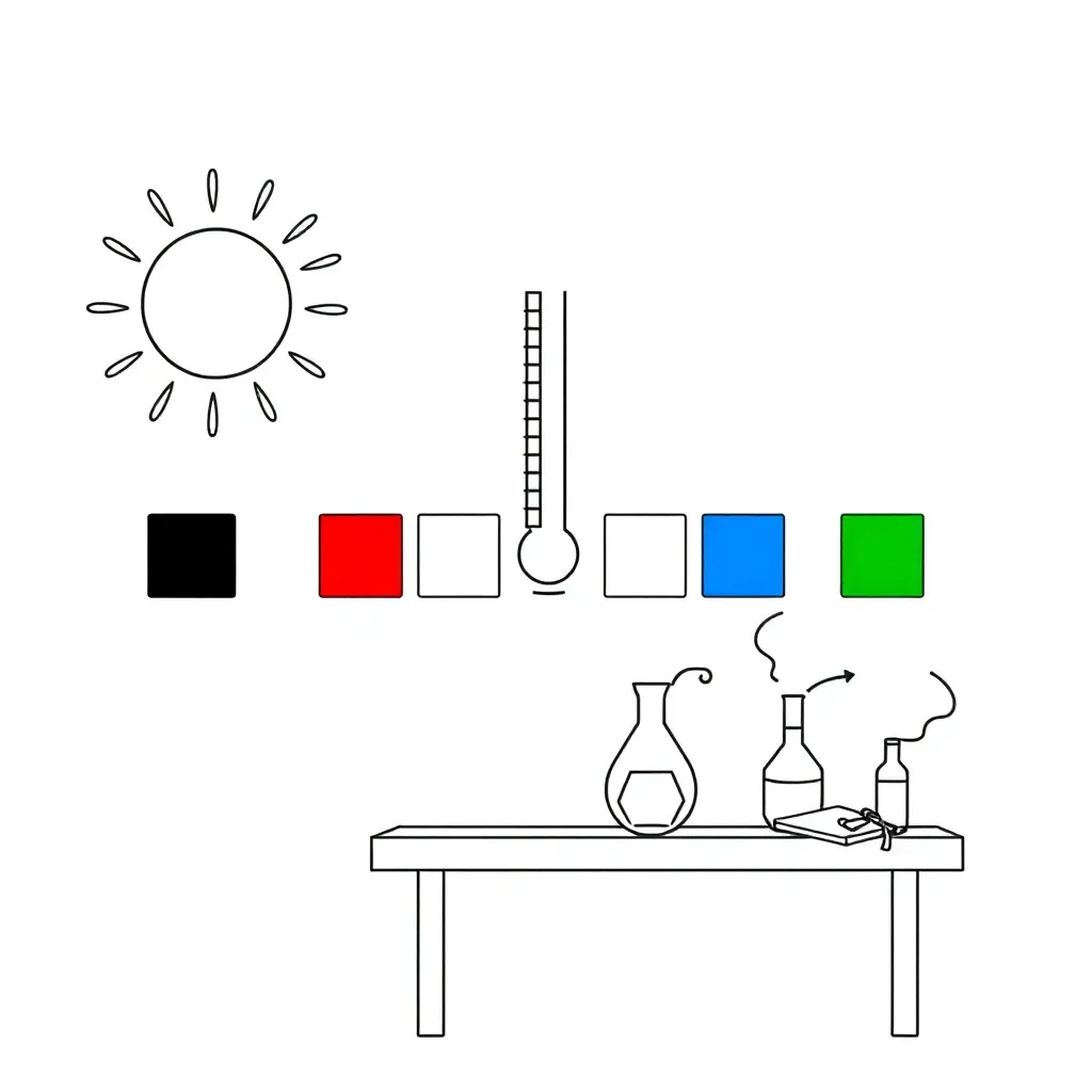Heat and colour experiment illustration