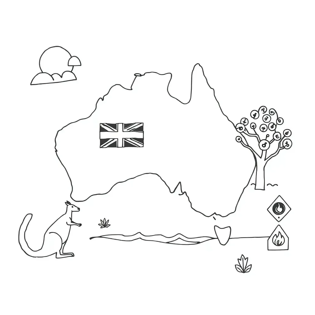 Map of Australia with transport routes