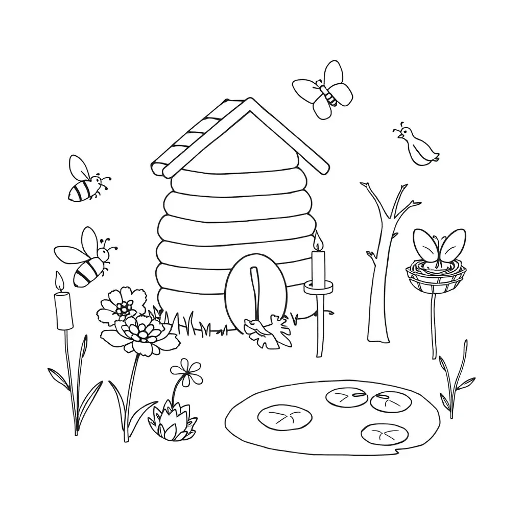 Honeybee and candle illustration