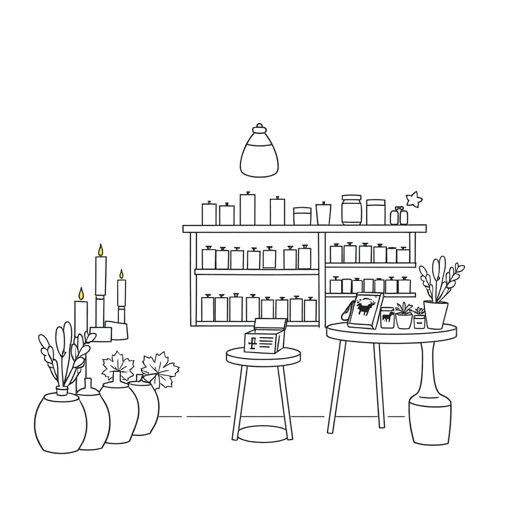 Candle shop illustration