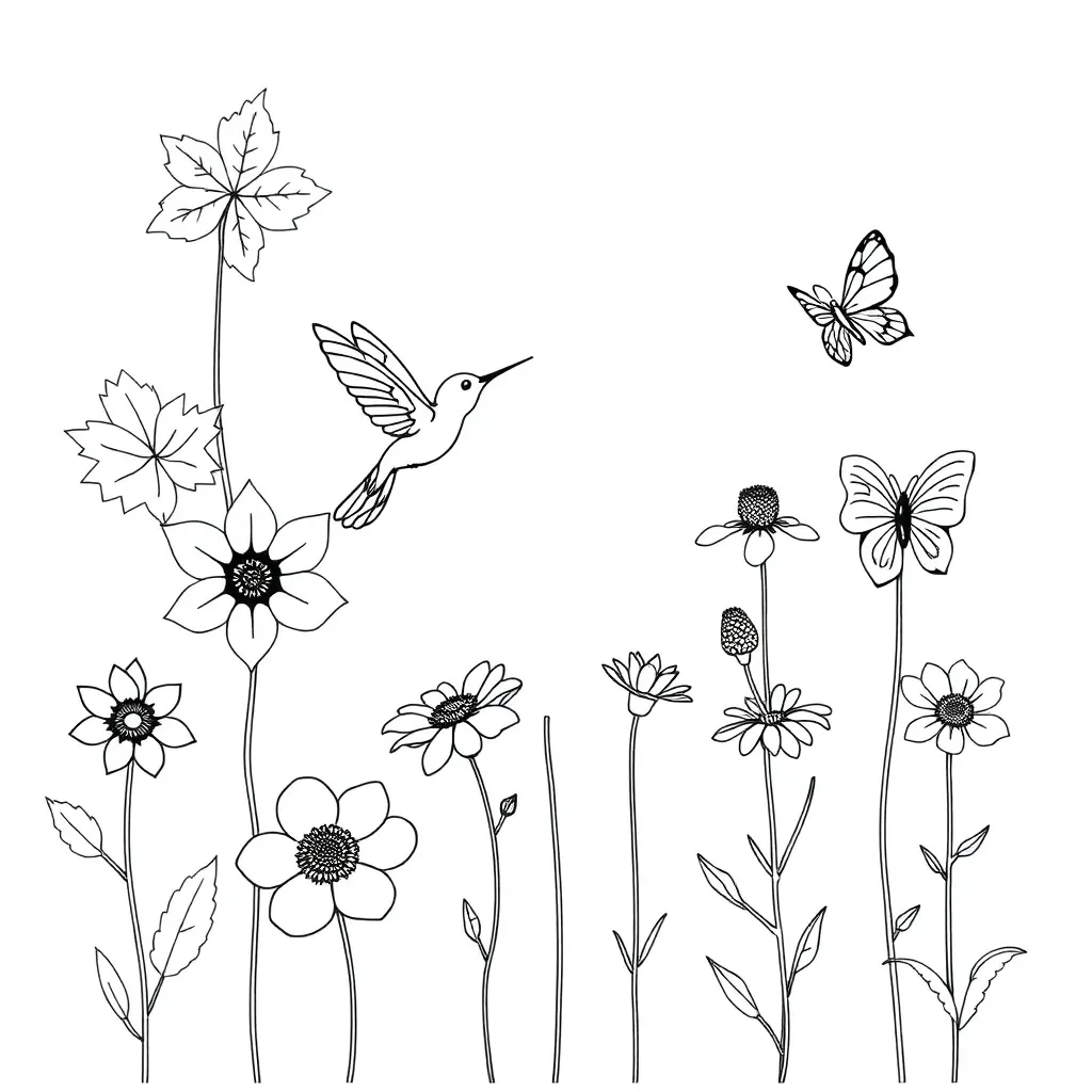 Bee visiting a flower illustration
