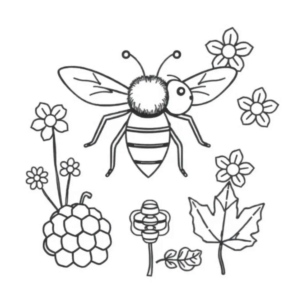 Honeybee illustration showing labelled anatomy