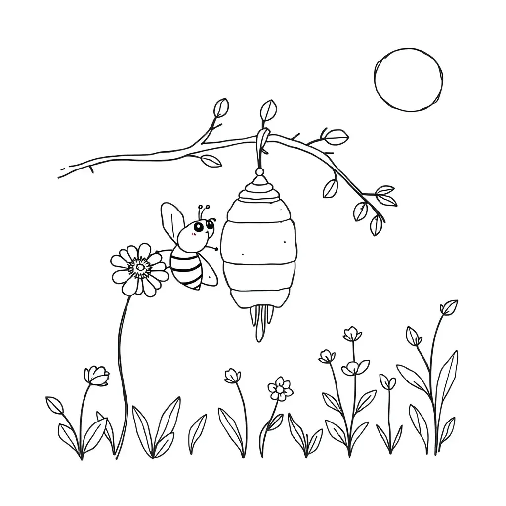 Honeybee on a flower in a meadow habitat