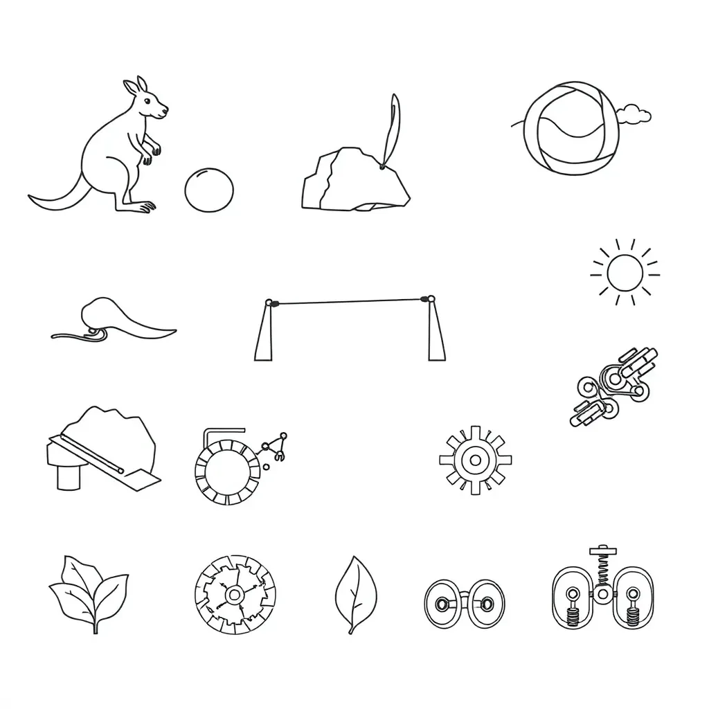 Physics forces and simple machines illustration
