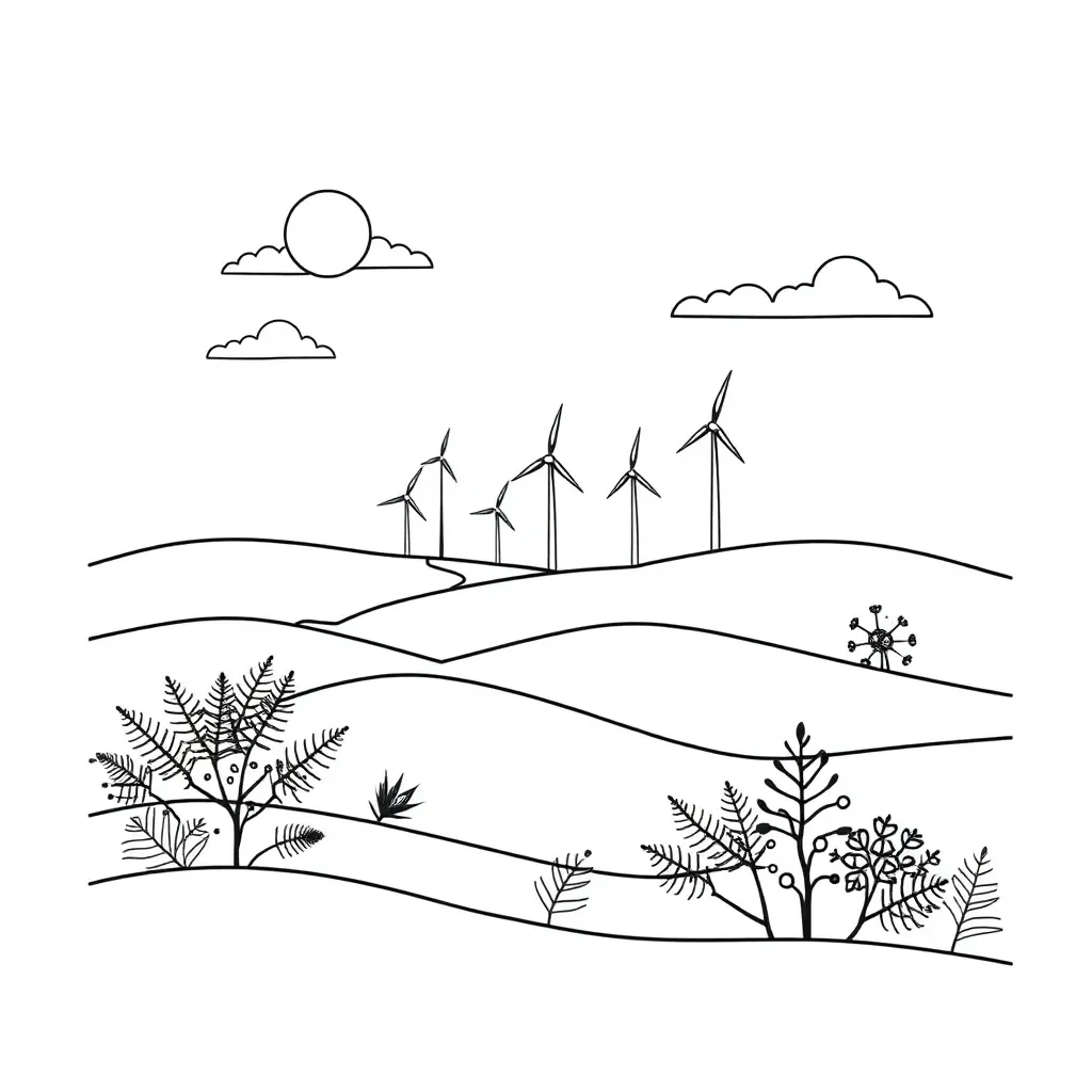 Wind turbines generating electricity