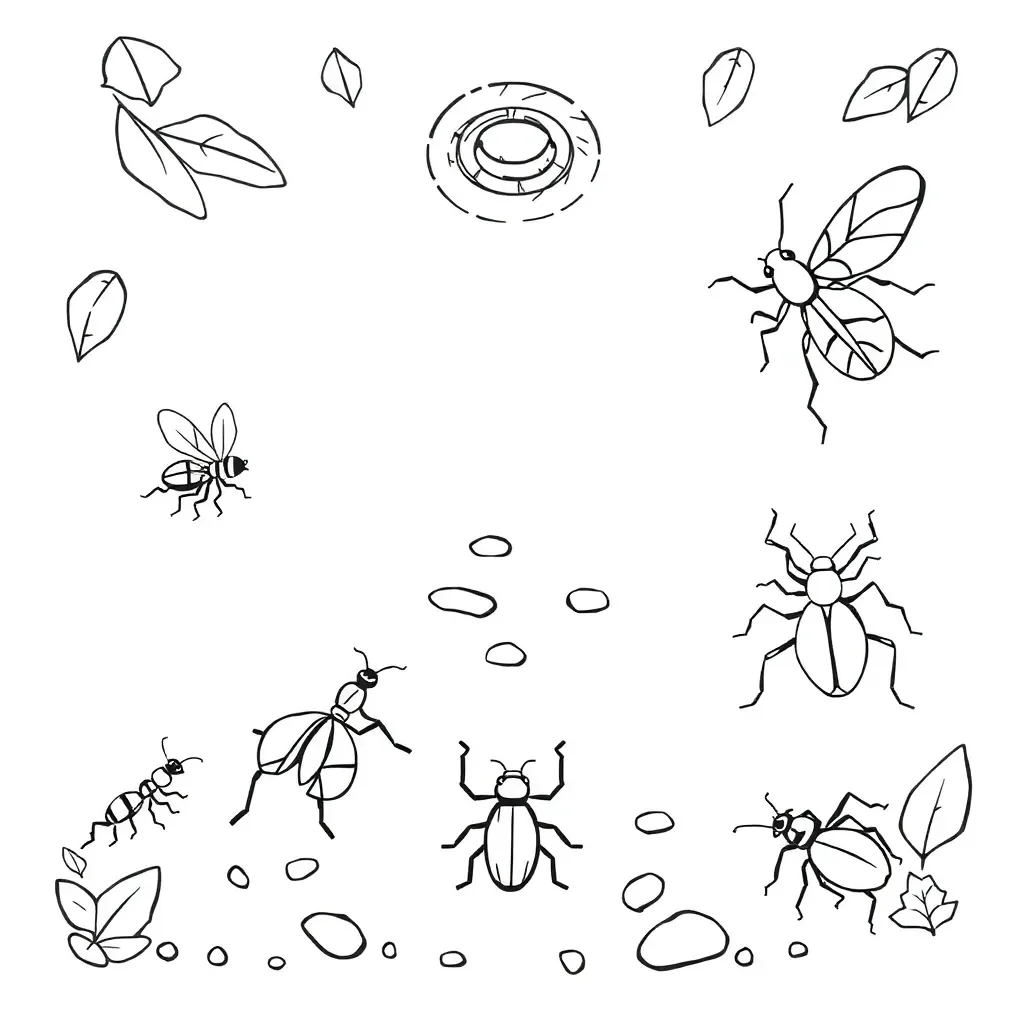 Cartoon bugs near a drain