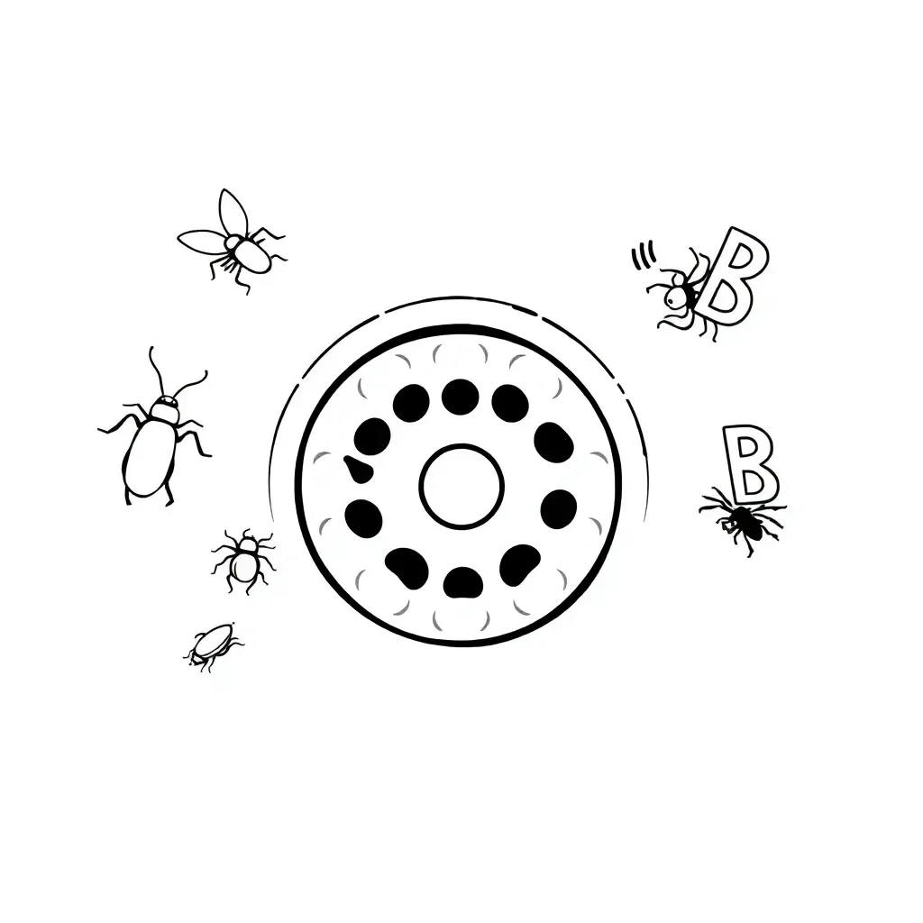 Cartoon bugs near a drain