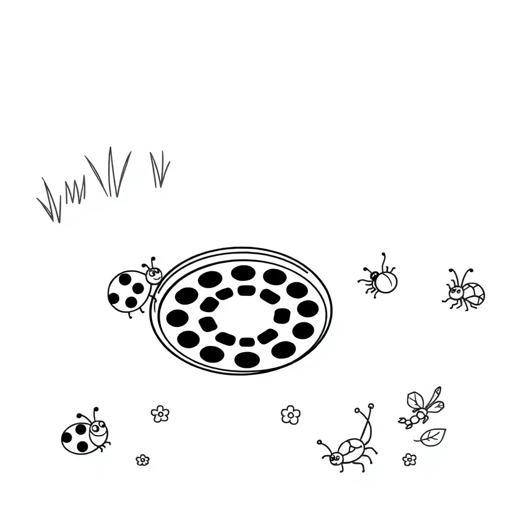 Cartoon bugs peeking out of a drain