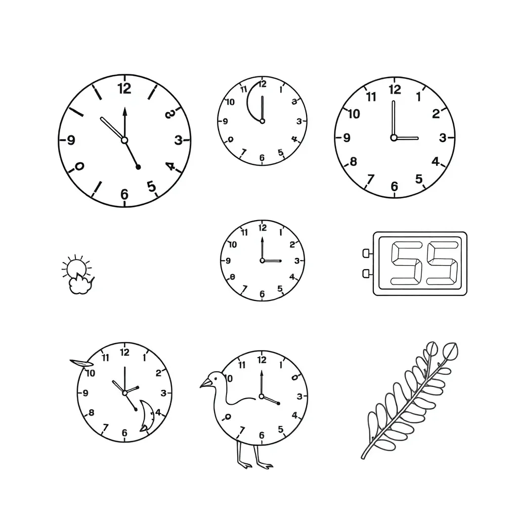 Analog and digital clock illustration