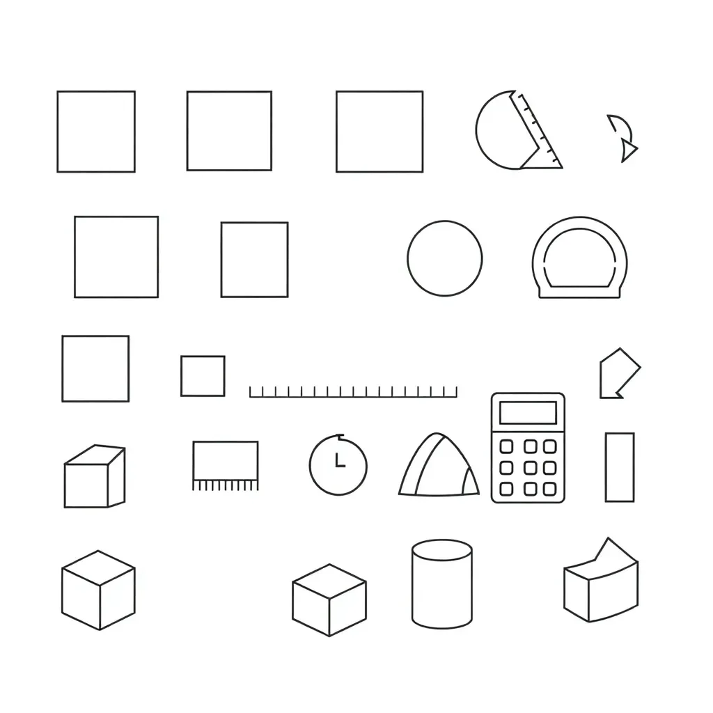 Math formulas and shapes illustration