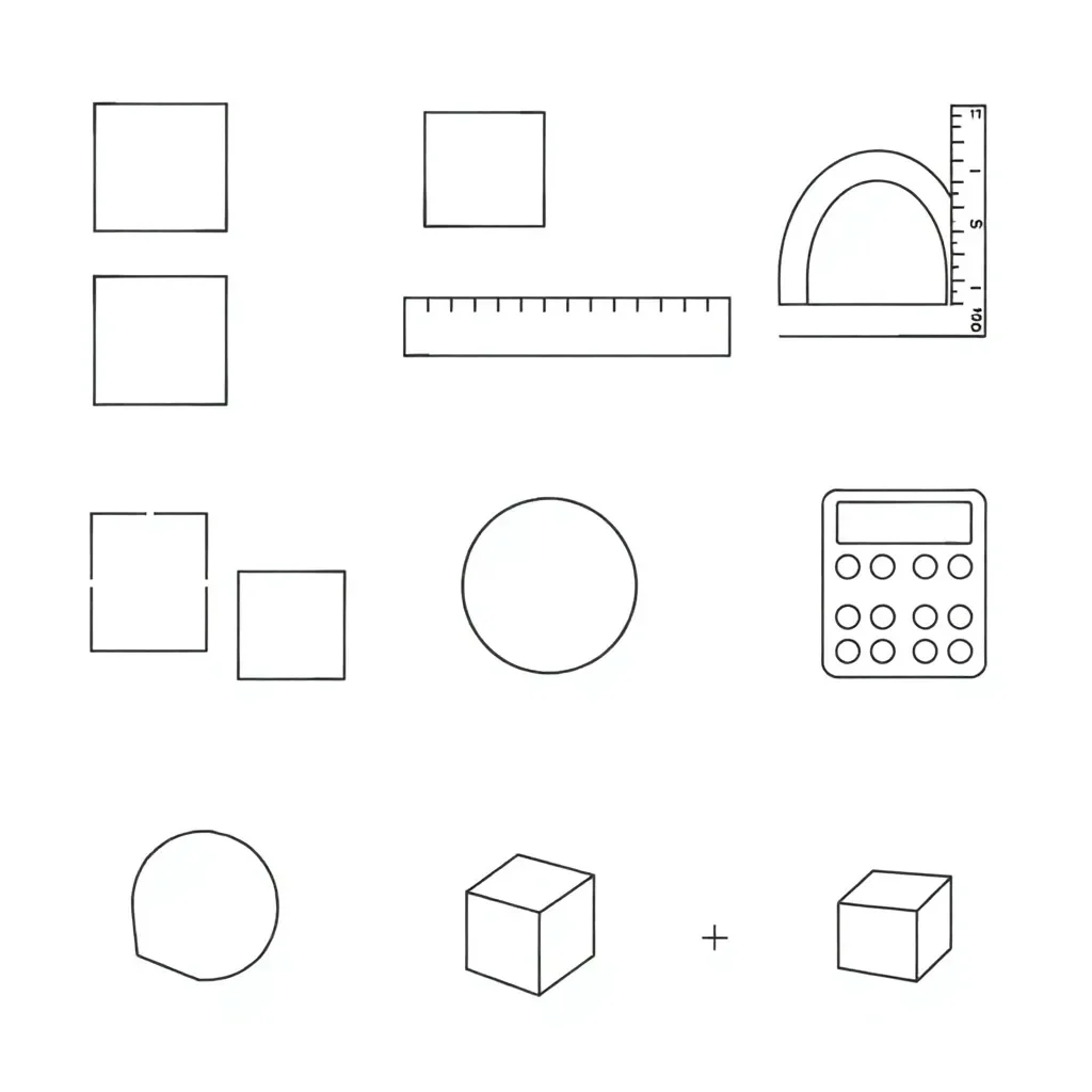 Math formulas and shapes illustration
