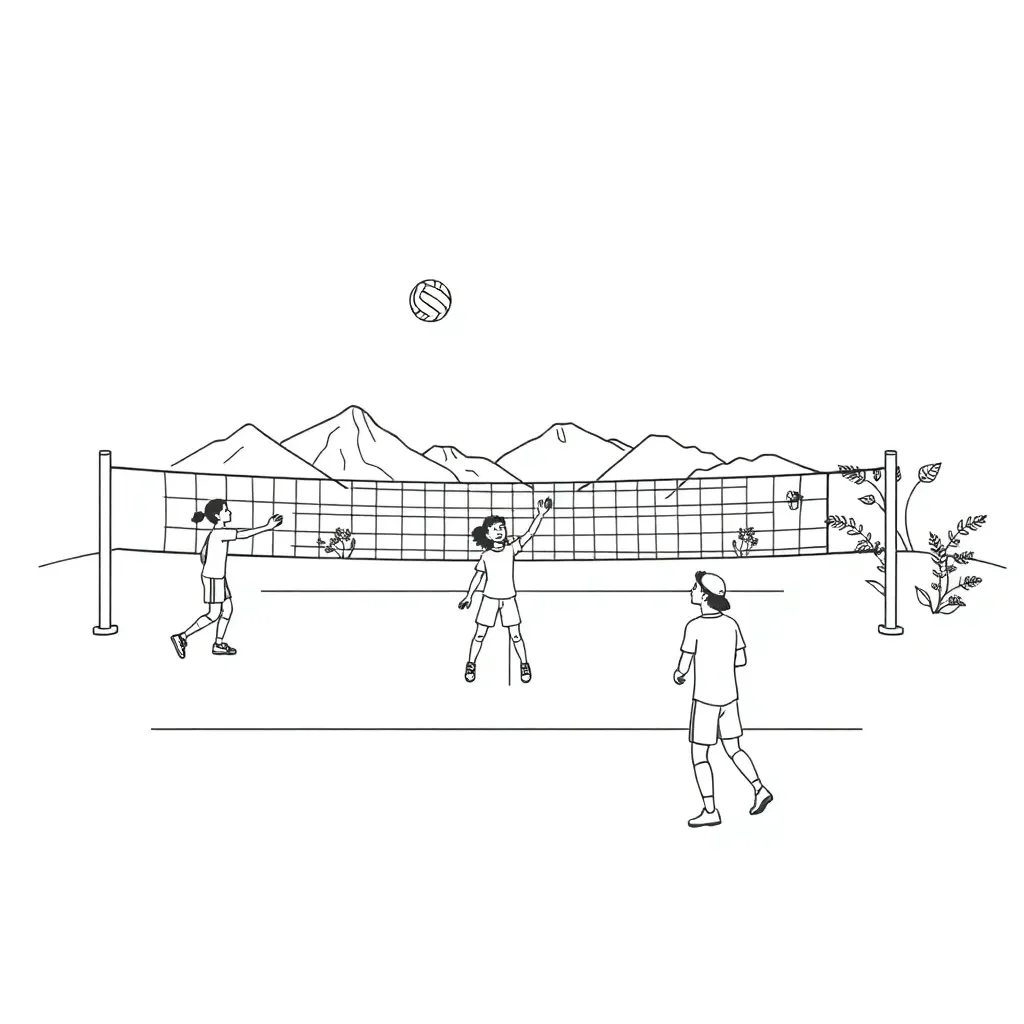Volleyball player spiking the ball