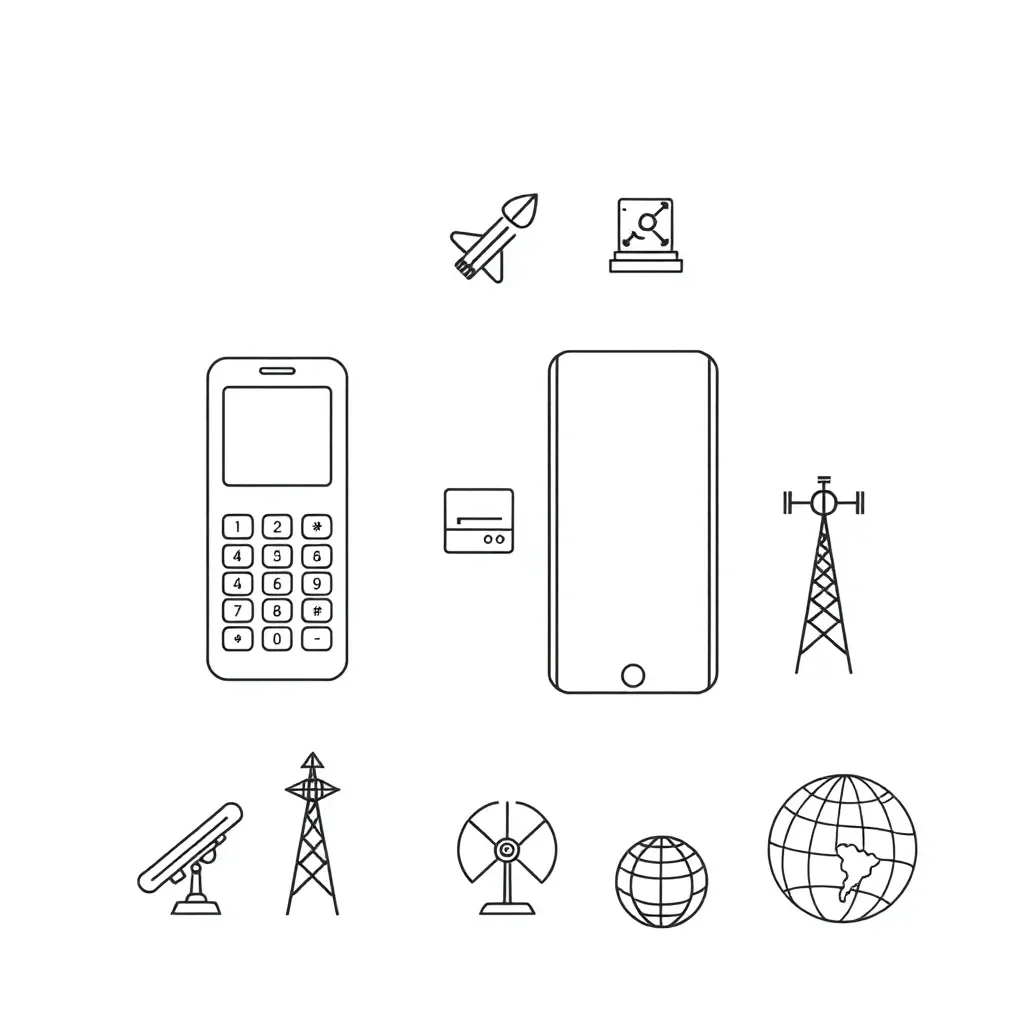 Mobile phone history illustration