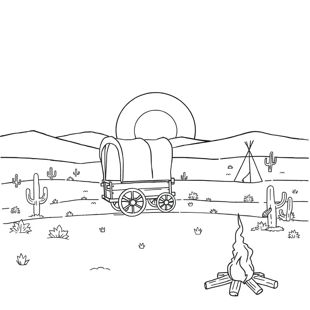 Covered wagon on the Oregon Trail