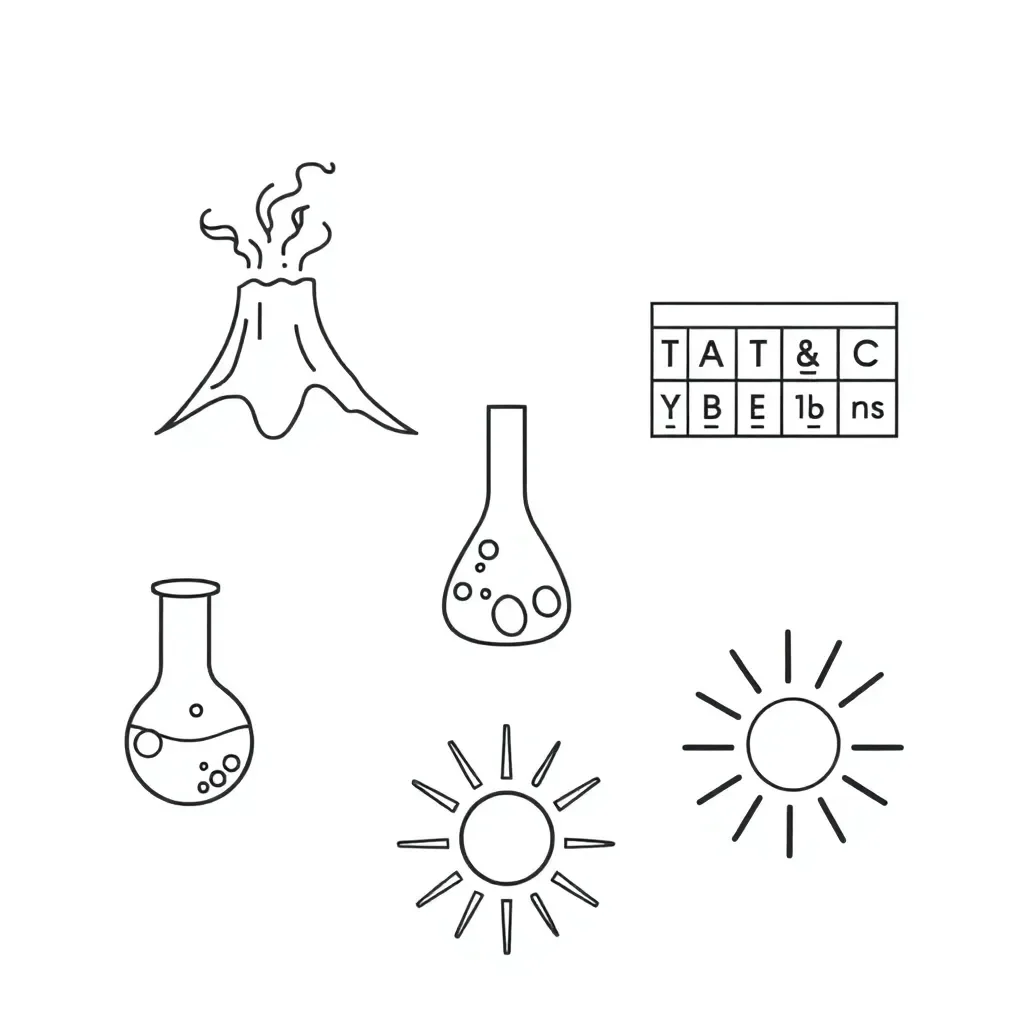 Chemical reaction beakers and molecules