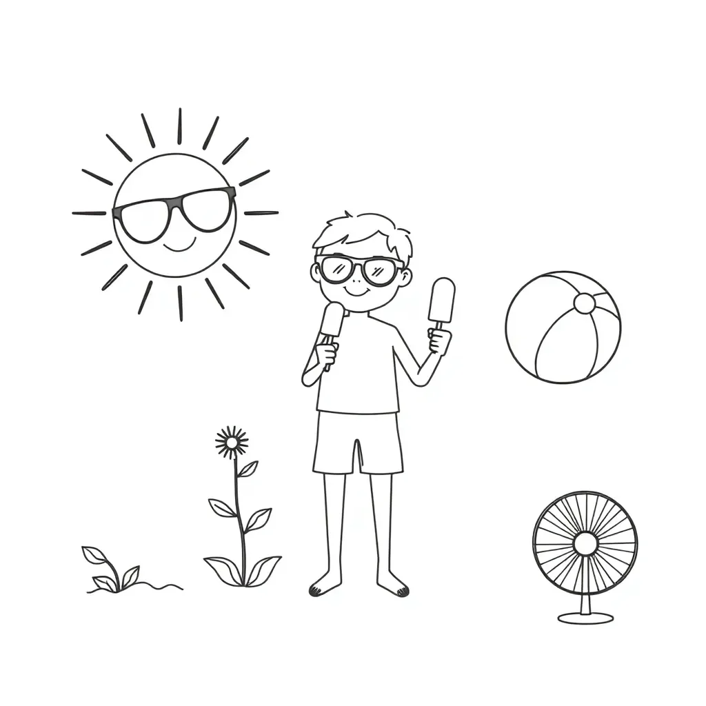 Boy cooling off in summer heat