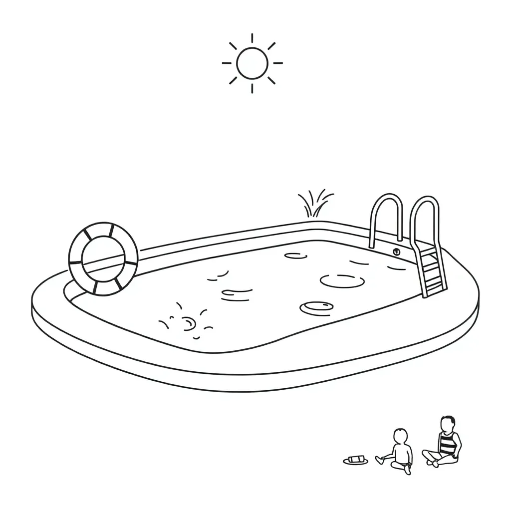 Swimming pool with safety equipment