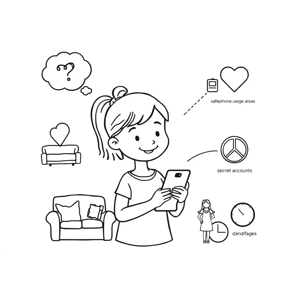 April using her phone safely with her mom nearby