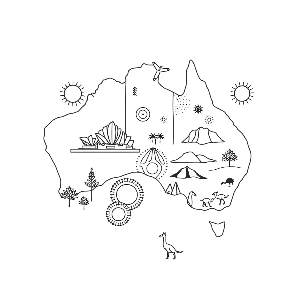 Aboriginal cultural artwork and modern map comparison